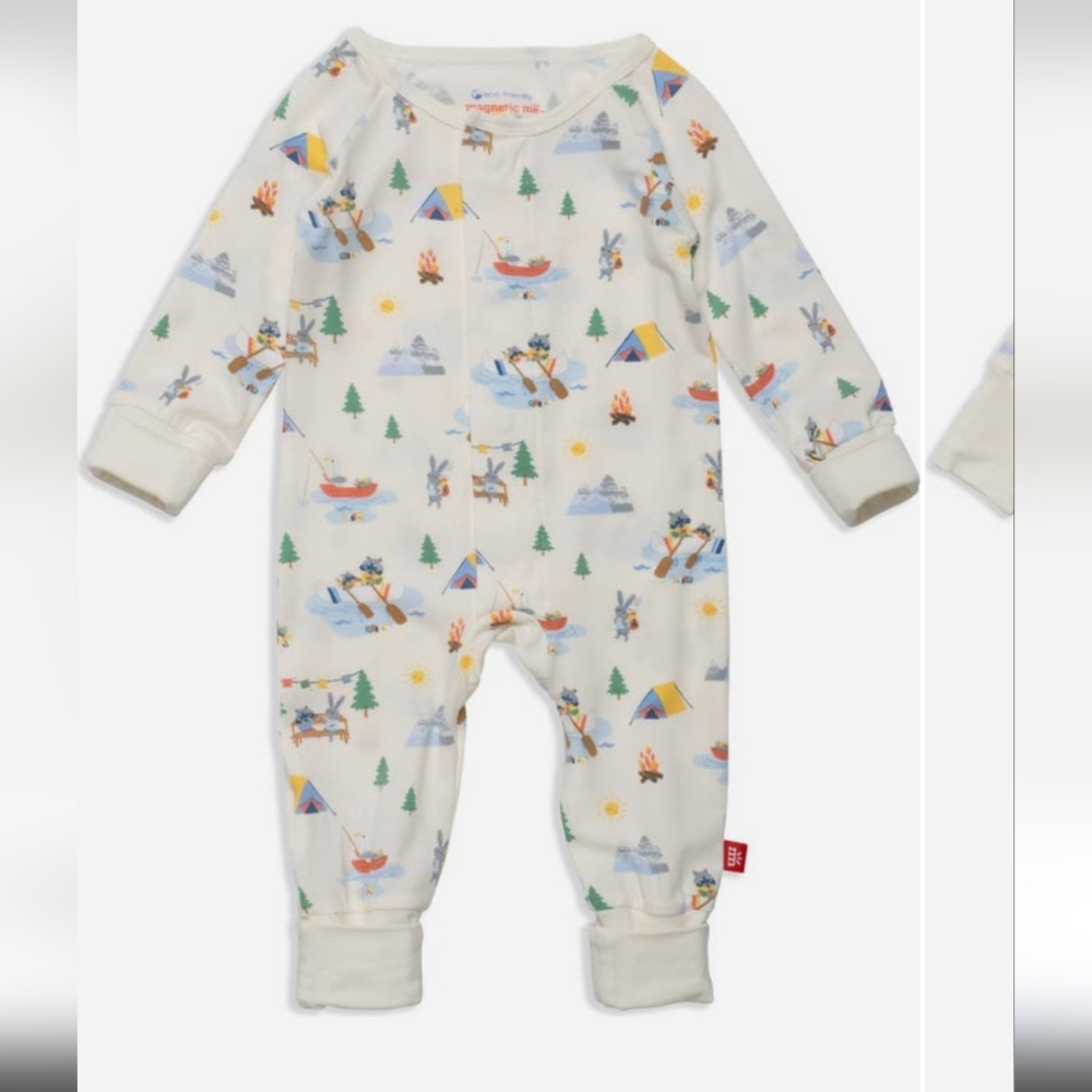 Magnetic Me Cream Adventure Print Footie